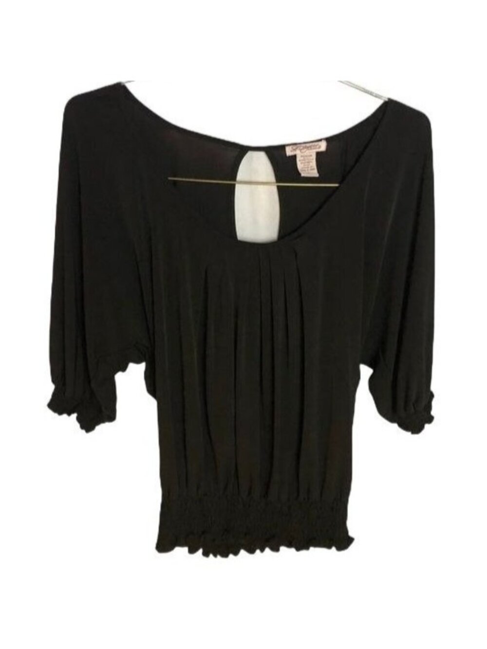 six degrees of separation short sleeve shirt black polyester blend large READ